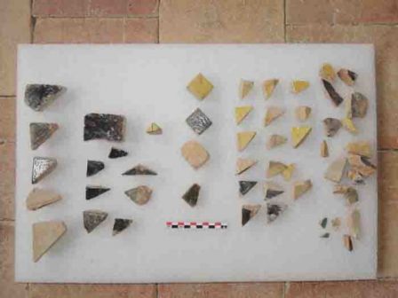 Pieces of medieval terra-cotta tiles